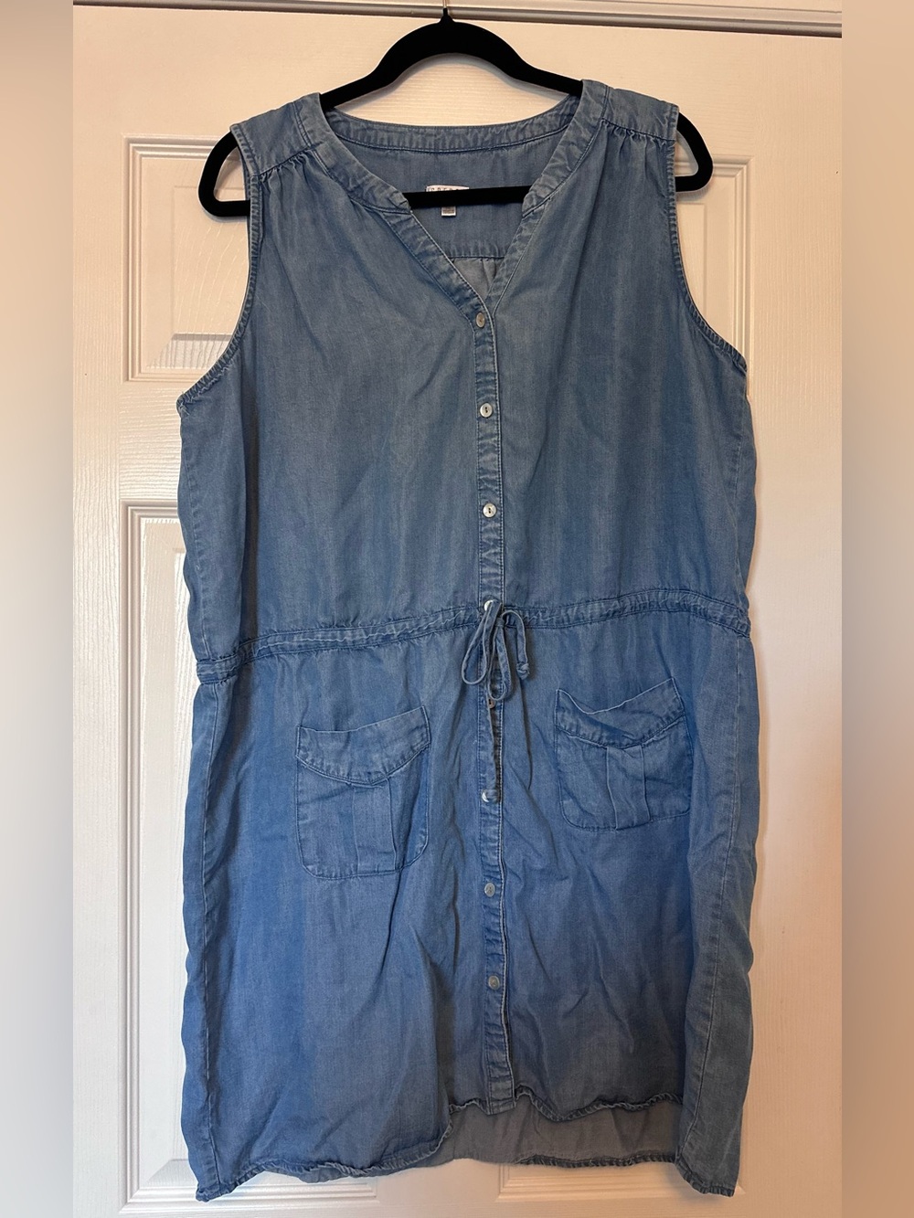 Spense Sleeveless Chambray Denim Dress - Blue Size XXL